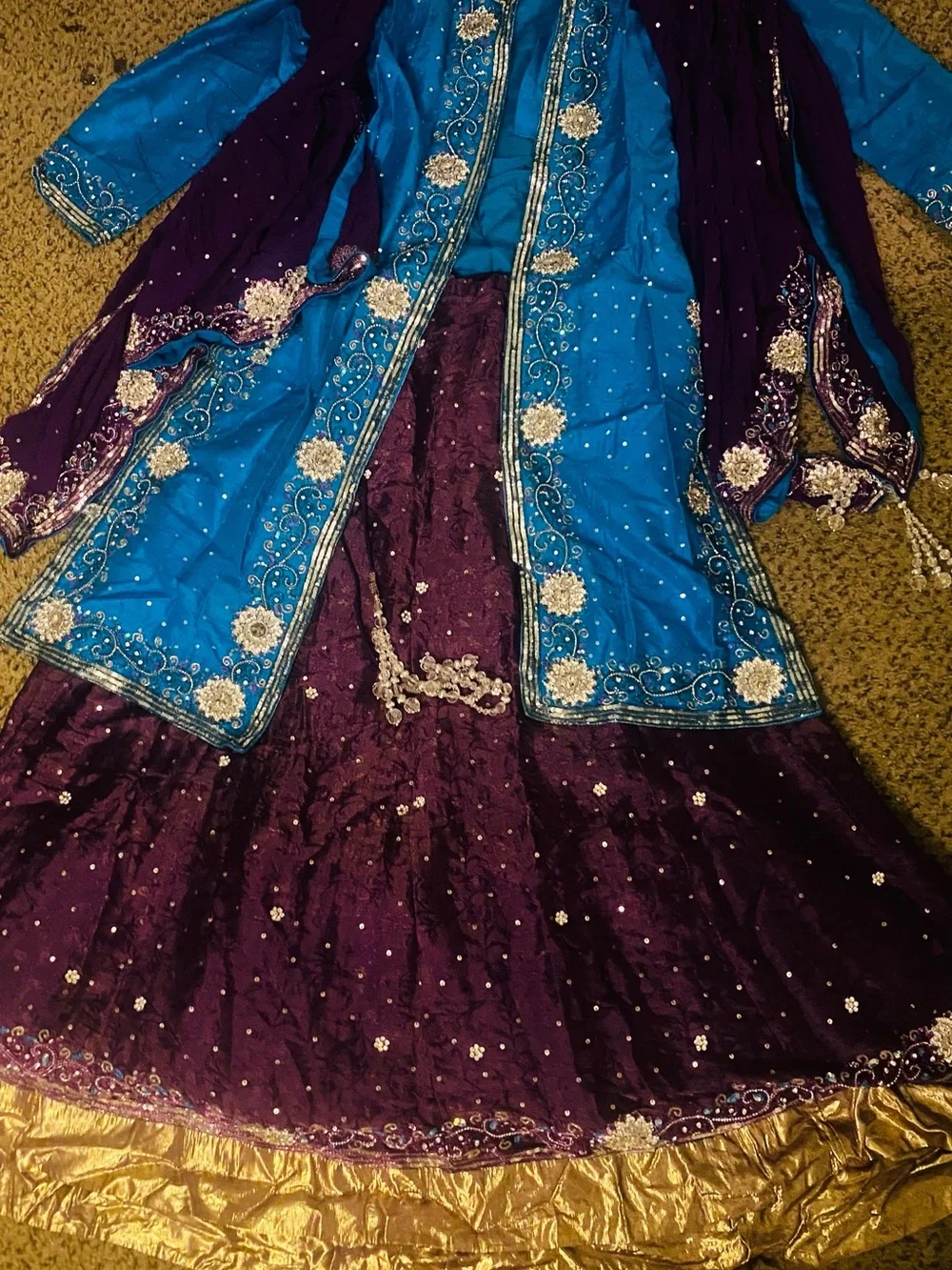 Blue & Purple Embellished Women's Lehenga Set